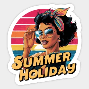 Summer Holiday 50s Retro African American Gift For Black Fifties Woman Vacation Sunglasses Headscarf 1950s Rockabilly Sticker